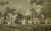 Swaine, Francis (1725-1782): Action off Cape Francois, 1757, engraver: Goldar, J., wood engraving, 18.7 x 30 cms. Presented by Alfred A. De Pass.