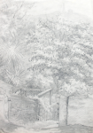 Martin, William A. (1899-1988): Sketch of trees with path and Carn Brea monument in the distance, pencil, 18.7 x 24.9 cms. Presented by Moss, Ruth. Bequest.