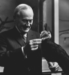 Miller, Lee (1907-1977): Miro with Hornbill, inscribed Has Lee Miller Archives stamp, photograph, 39.2 x 30.4 cms. Purchased with grant aid from the Esmee Fairbairn Foundation in 2004. © Lee Miller Archive. All rights reserved.