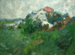 Atkins, Ray (born 1937): Summer scrapyard - Car dump at Carharrack, July 1981, signed and dated 1981, oil on board, 121 x 162 cms. Presented by the artist in 2008.