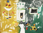 Early, Tom (1914-1967): Settembrini's dream - Les Mythes Africains, signed and dated 1964, oil and mixed media collage on canvas, 71 x 91 cms. Presented by the artist's widow, Mrs Eunice Campbell.