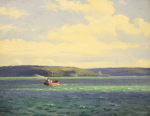 Jameson, Frank (1899-1968): Steaming out into Carrick Roads, signed, oil on canvas, 35.5 x 46 cms. Estate of Frank Jameson.