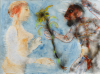 Miskin, Lionel (1924-2006): Coloured Smoke - The Devil and Eve, Watercolour and smoke on paper, 56 x 75 cms.