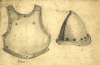 Hemy, Charles Napier RA RWS (1841-1917) attributed to: Armour study, inscribed Brass, Pencil on paper, 8.2 x 12.2 cms. Presented by Quinn, Priscilla.
